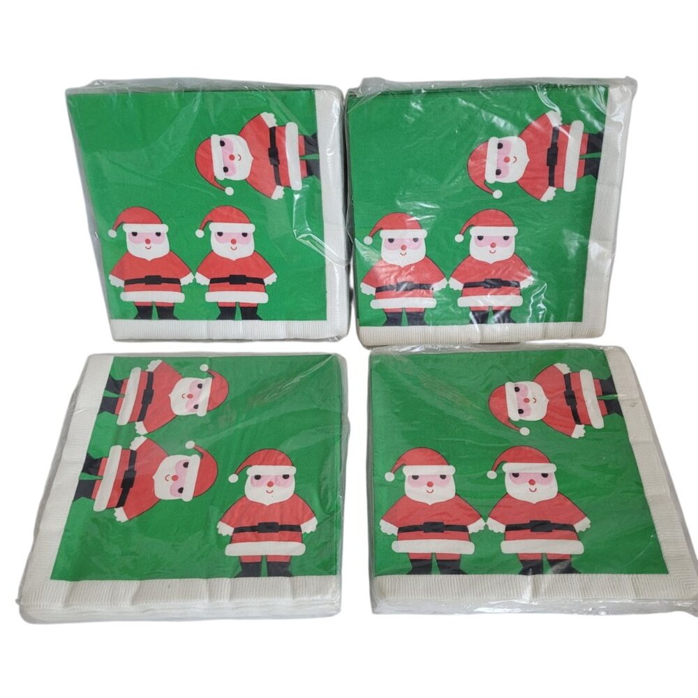 Vintage Christmas Paper Napkins 3 Santa's 80's New by Kalla 20 Count 4 Packages